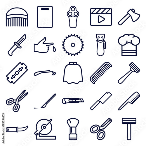 Set of 25 cut outline icons