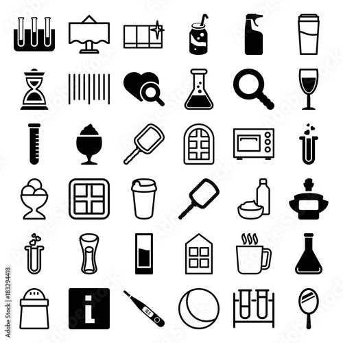 Set of 36 glass filled and outline icons