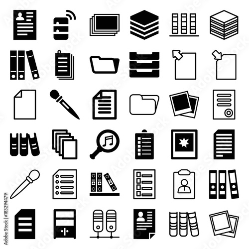 Set of 36 file filled and outline icons