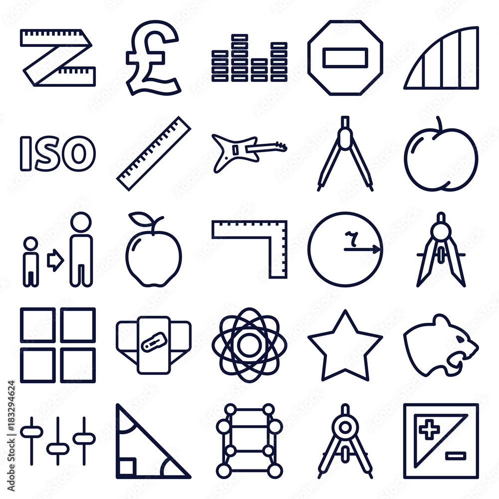 Set of 25 geometric outline icons Set of 25 geometric outline icons