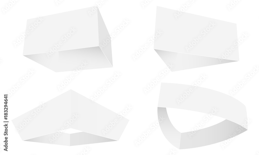 Set of hanging display signs in different shapes - square, triangle, tapered, curved. Vector illustration Set of hanging display signs in different shapes - square, triangle, tapered, curved. Vector illustration