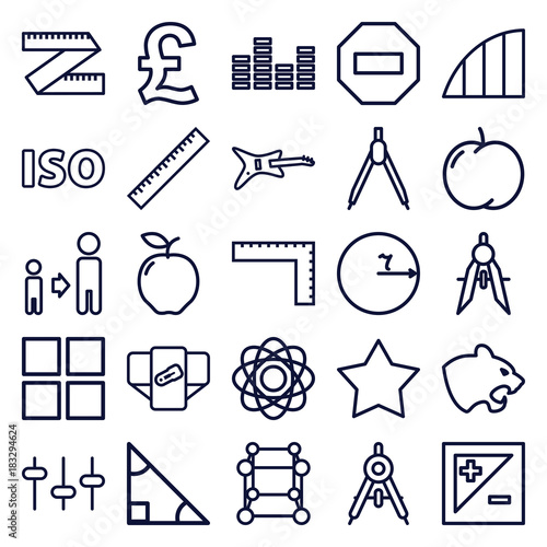 Set of 25 geometric outline icons
