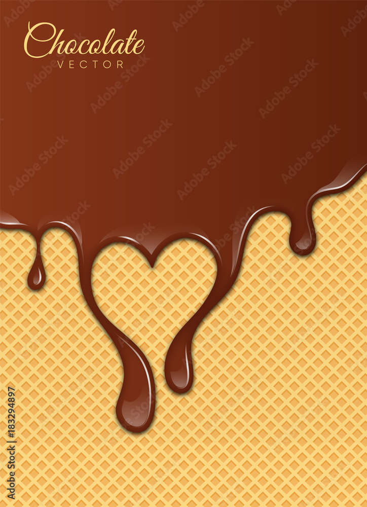Melted Chocolate Syrup. Sweet Design. Vector illustration.