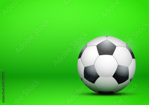 Football Soccer on bright green background. Presentation backdrop of sport design. Vector Illustration.