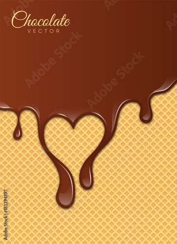 Obraz na płótnie Melted Chocolate Syrup. Sweet Design. Vector illustration. w salonie