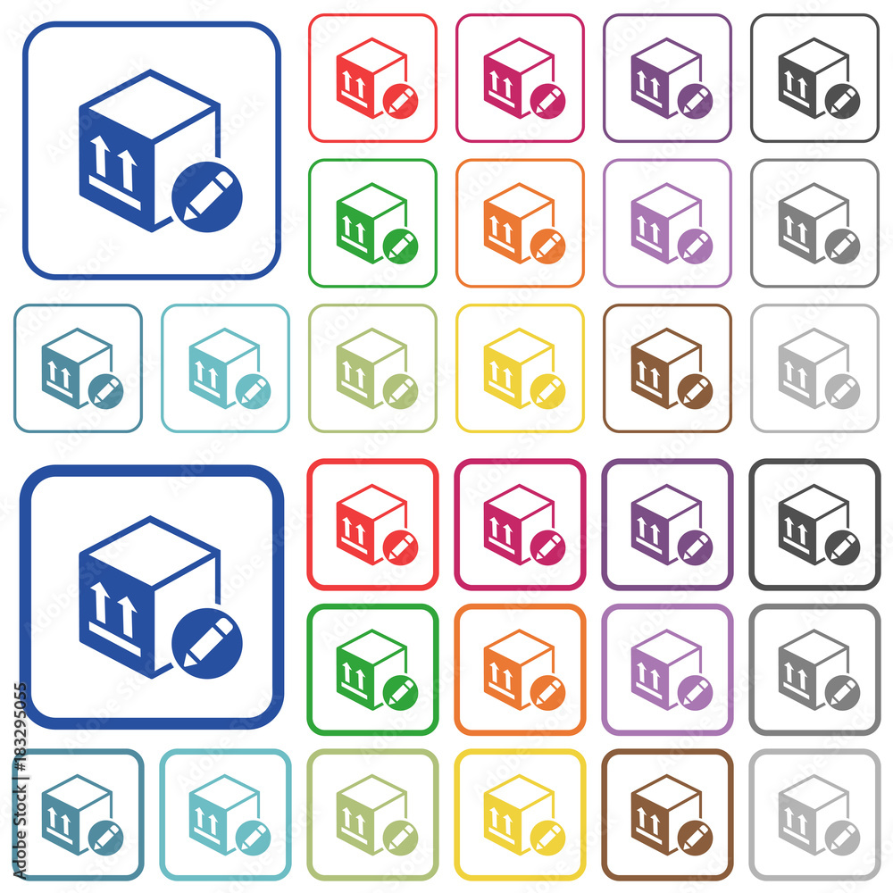 Package edit outlined flat color icons