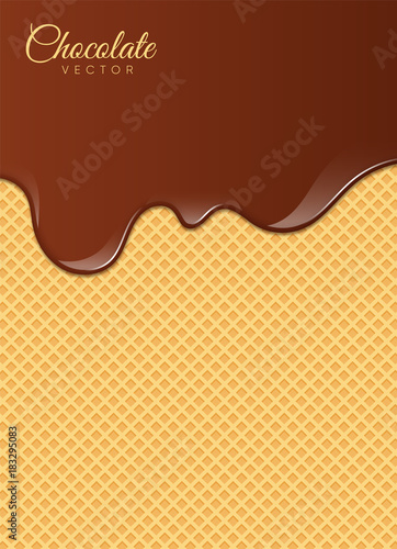 Melted Chocolate Syrup. Sweet Design. Vector illustration.