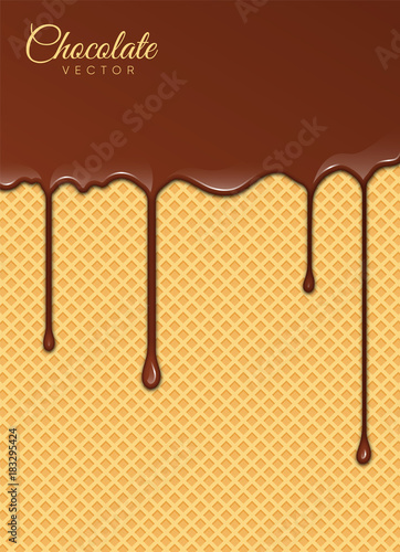 Melted Chocolate Syrup. Sweet Design. Vector illustration.