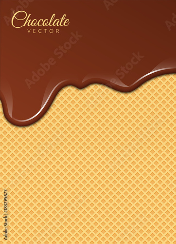 Melted Chocolate Syrup. Sweet Design. Vector illustration.