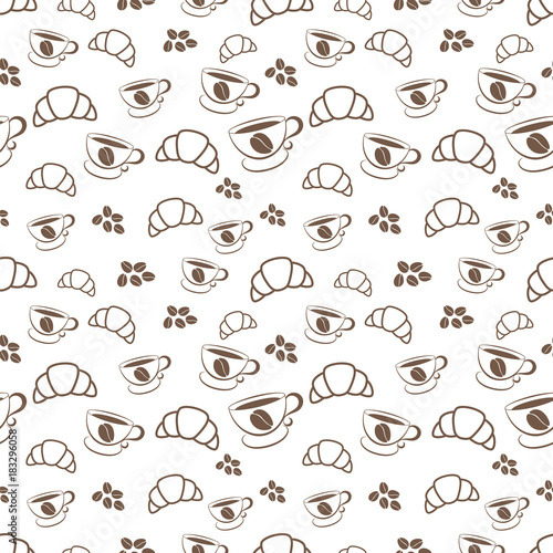 Seamless pattern of coffee. Vector illustration.