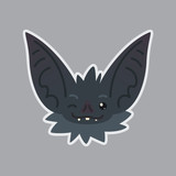 Bat sticker. Emoji. Vector illustration of cute Halloween bat vampire shows blink eye emotion.