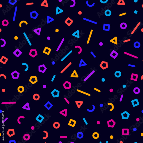 Colorful geometrical shapes, seamless background, vector illustration