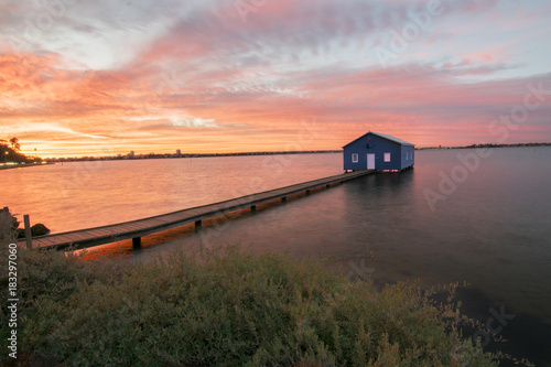 Obraz na płótnie Matilda bay Boat shed at Sunrise, Perth WA