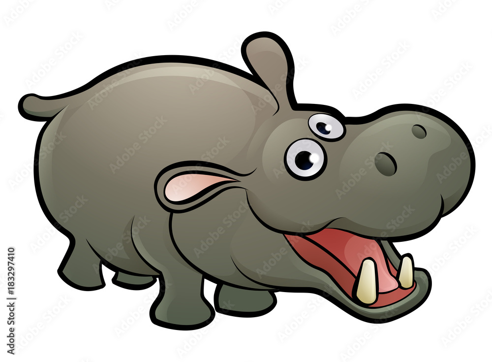 Fototapeta premium Hippo Safari Animals Cartoon Character