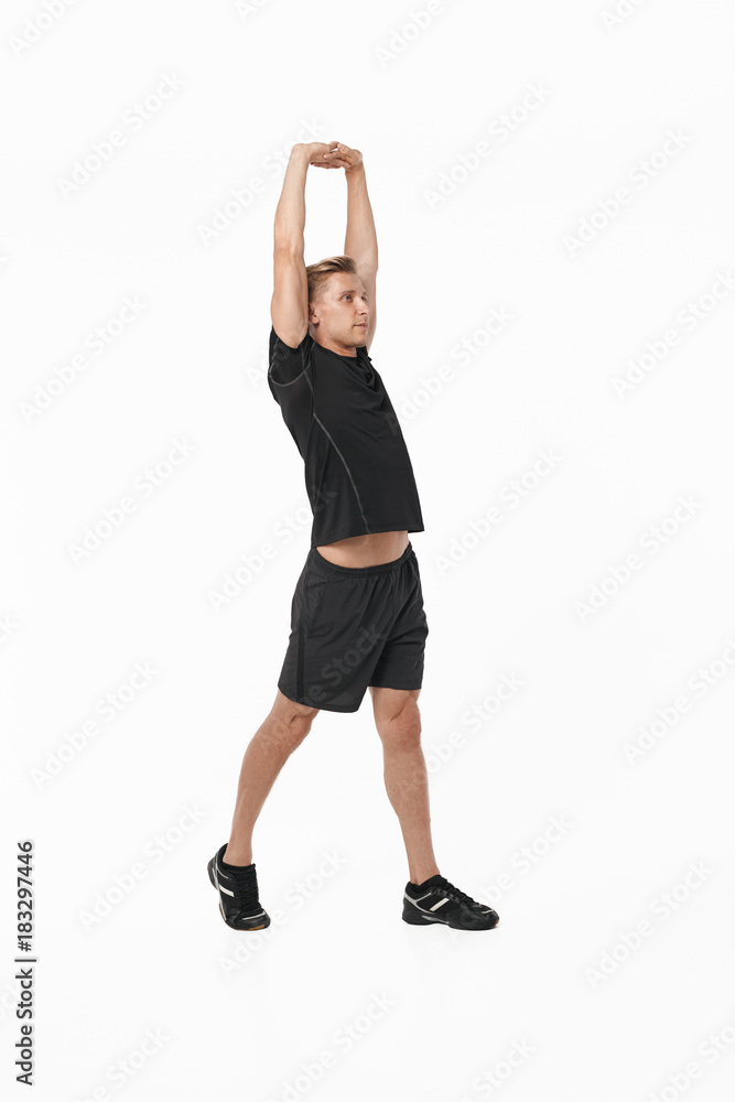 Young man warming up hands before workout Young man warming up hands before workout