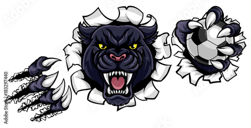 Black Panther Soccer Mascot Breaking Background