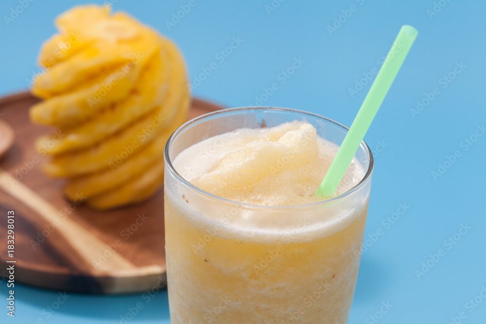 pineapple smoothie in glass pineapple smoothie in glass