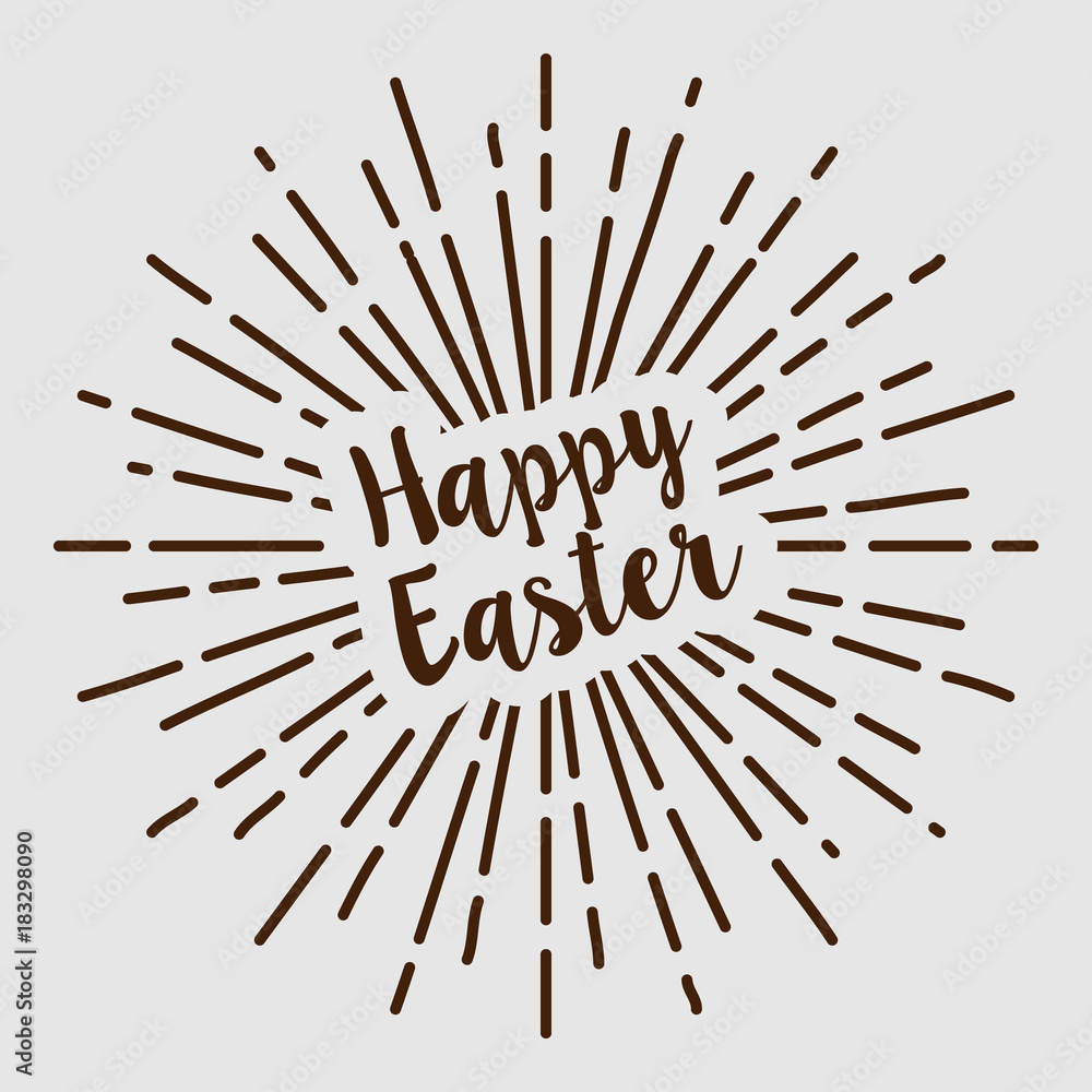 Obraz premium happy easter text typography sun circle retro vintage design