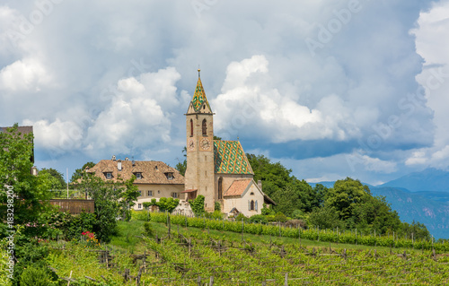 Church of Castelvecchio, located at 612 m asl, is the highest located locality belonging to Caldaro, South Tyrol, Trentino Alto Adige, Italy