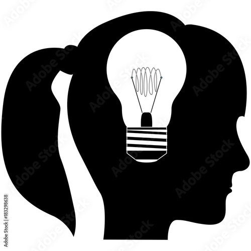 female profile with bulb