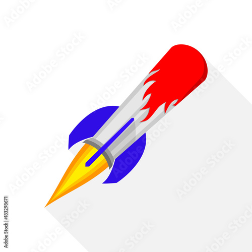 Spaceship icon in flat design. Vector illustration.