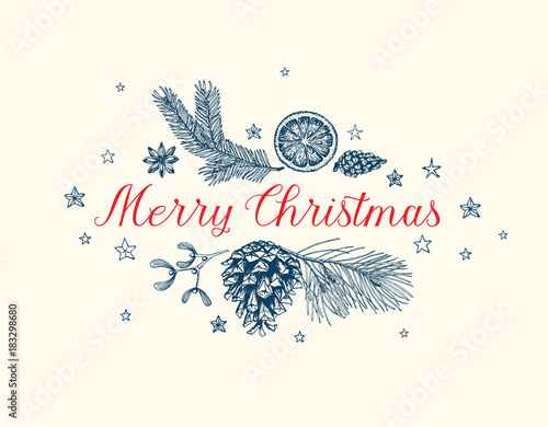 Vintage vector Christmas card