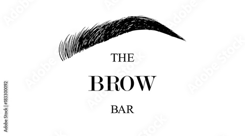 The Brow Bar logo for beauty studio with hand drawing eyebrow, Female Eyebrow Vector Illustration Isolated
