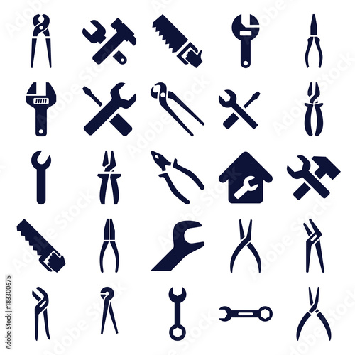 Set of 25 wrench filled icons