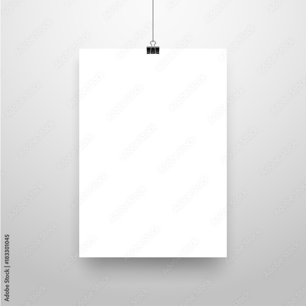 Mock-Up Realistic White Poster Hanging. Empty White Vector Poster Template. Mock-Up Realistic White Poster Hanging. Empty White Vector Poster Template.