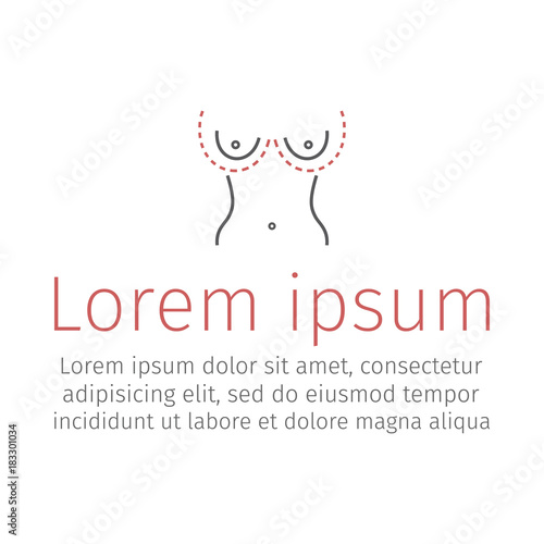 Plastic surgery of breast. Tits correction. Vector illustration for websites