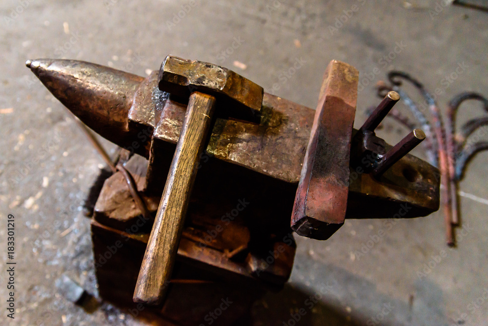 Forging molten metal. Making knives. Forging molten metal. Making knives.
