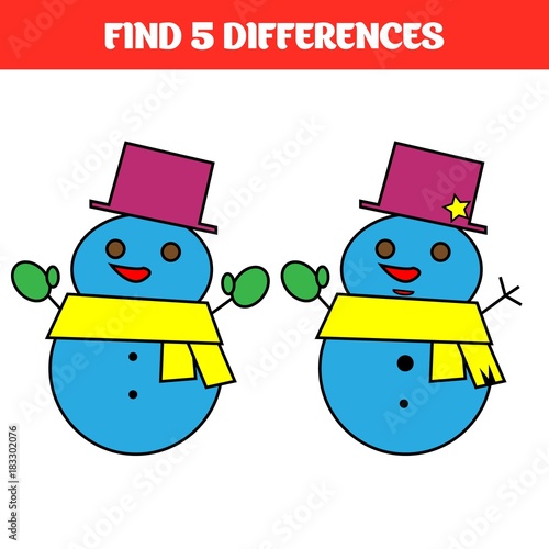 Find five differences. Educational game for children. Funny cartoon. Vector illustration