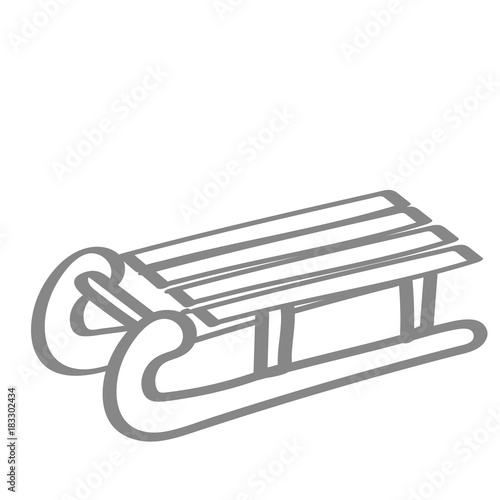 Handgezeichneter Schlitten in grau