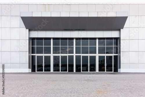 Architecture of Front Entrance Gate Door and Modern Facade Aluminum Decorative of Department Store, Aluminum Frame Doors With Tempered Glass Doorway of Office Building Exhibition Hall. Architectural