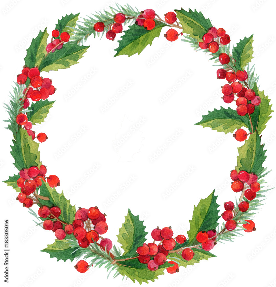 watercolor. Christmas frame. 