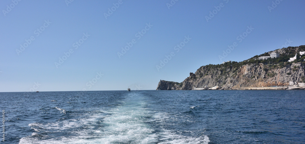 View of the outskirts of Yalta from the sea