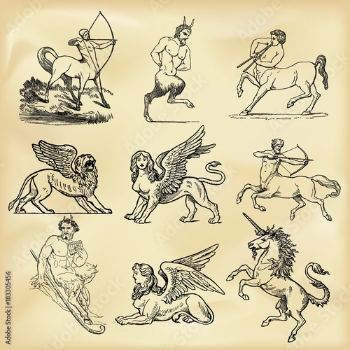 Vintage mythological creatures