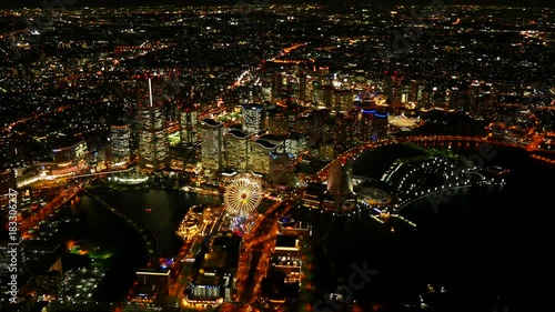 Yokohama at night Aerial Shoot