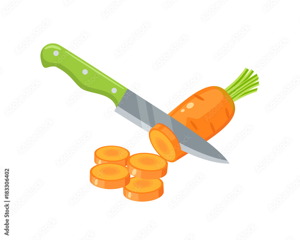 Premium Vector  Carrot cut in sticks dice and slice food cooking concept  illustration