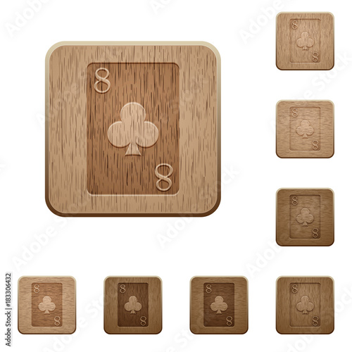 Eight of clubs card wooden buttons