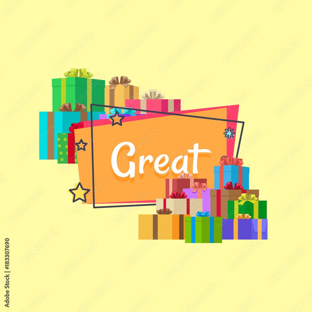 Fototapeta premium Great Sale Inscription Surrounded by Presents