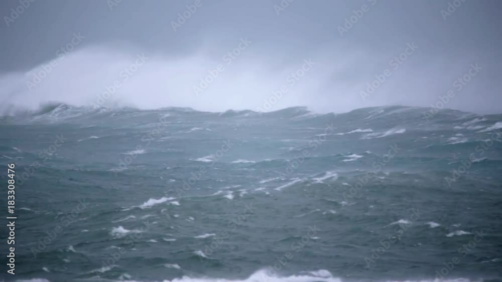 Heavy surf, breaking waves gale force hurricane winds Atlantic storm, Iceland Heavy surf, breaking waves gale force hurricane winds Atlantic storm, Iceland