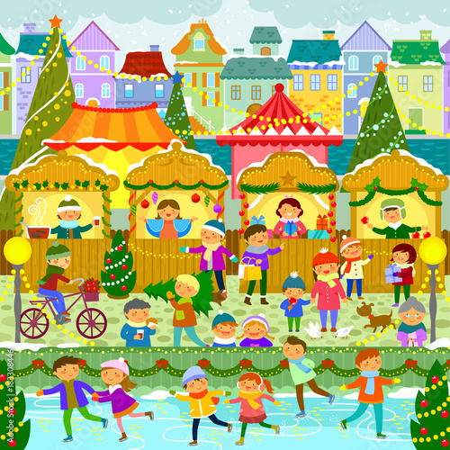 Colorful Christmas market in a European town © ayelet_keshet