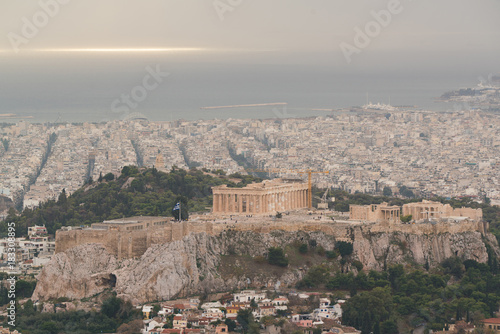 view of Athens and the Acropolis from the Mount Lycabettus