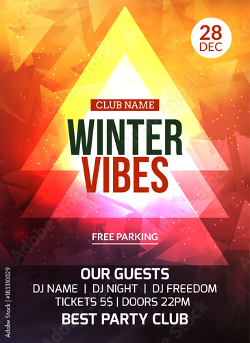 2018 new year winter party celebration flyer design template. Holiday invitation party poster card for music event in night club