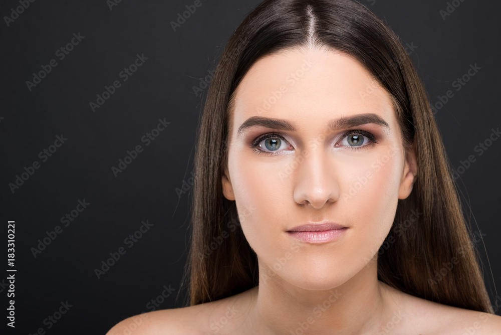 Portrait of girl with beautiful skin and straight hair Portrait of girl with beautiful skin and straight hair