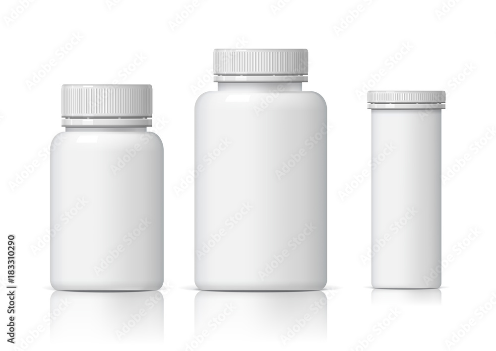 Cool Realistic White plastic bottle set. Cool Realistic White plastic bottle set.