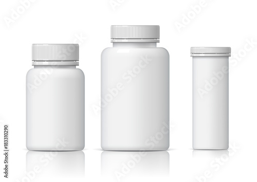 Cool Realistic White plastic bottle set.