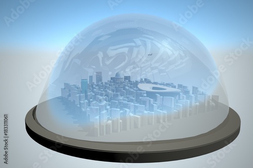City under a glass dome