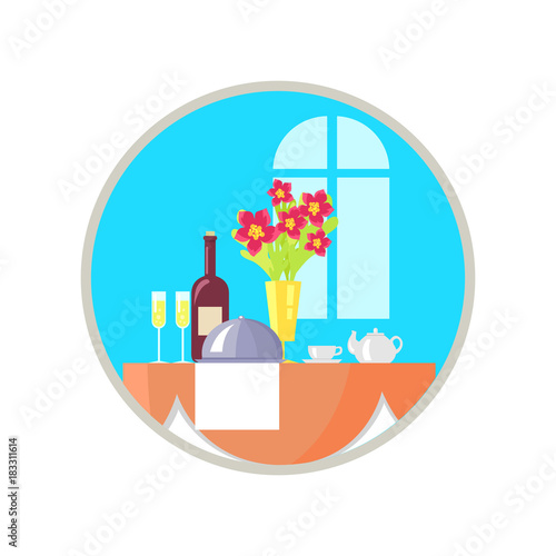 Served Restaurant Table Icon Vector Illustration
